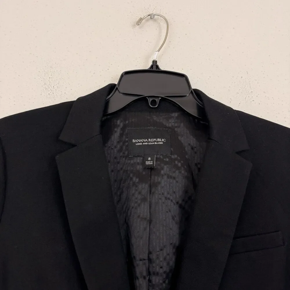 Banana Republic Blazer Long & Lean Womens Sz 8 Black Office Interview Career